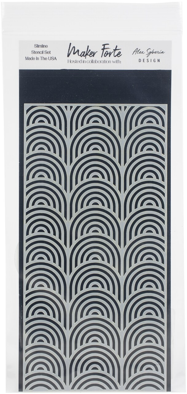 Maker Forte Stencils By Alex Syberia Design 4"X8"-Art Deco Arches Slimline